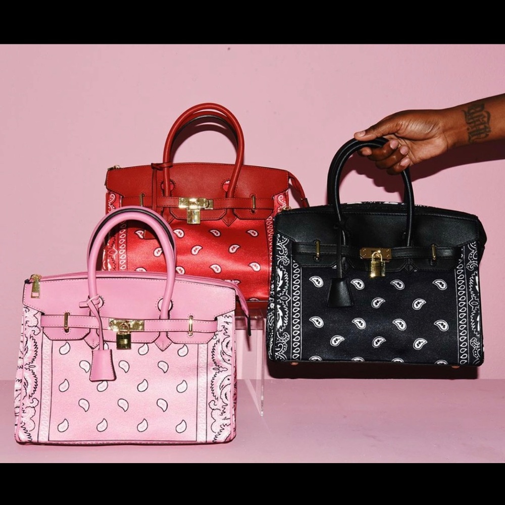 Black Bandana Print Hermès Birkin Style Handbag
